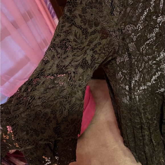 Olive green 1x Pyramid Collection lace jacket - Picture 5 of 7